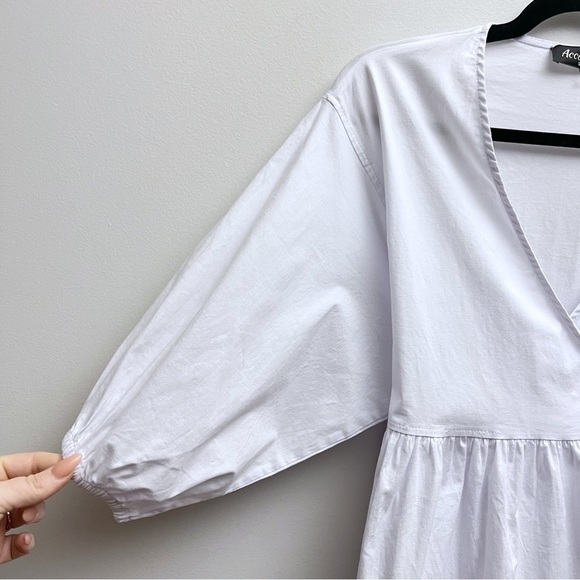 Accouchee Women’s S/M White Tie Waist A Line Wrap Maternity Nursing Dress - Picture 5 of 11